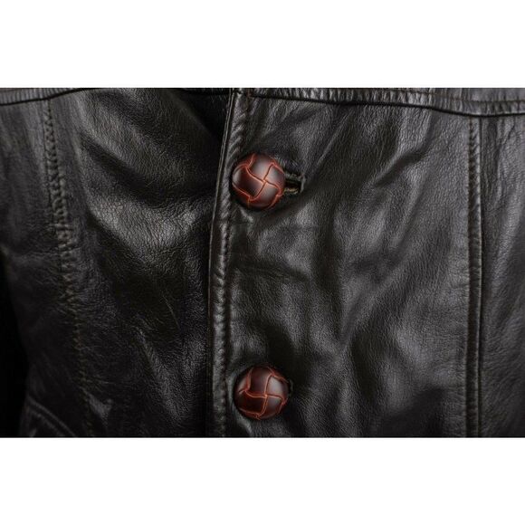 Phase 2 Mens Genuine Leather Trench Coat Jacket M - Picture 2 of 7